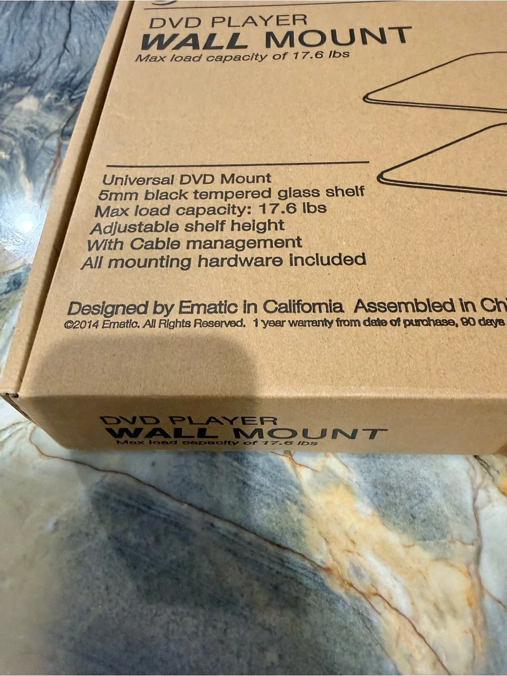NEW Ematic 2 Tier Wall Shelf Mount for Cable Box Router Apple TV Roku Console